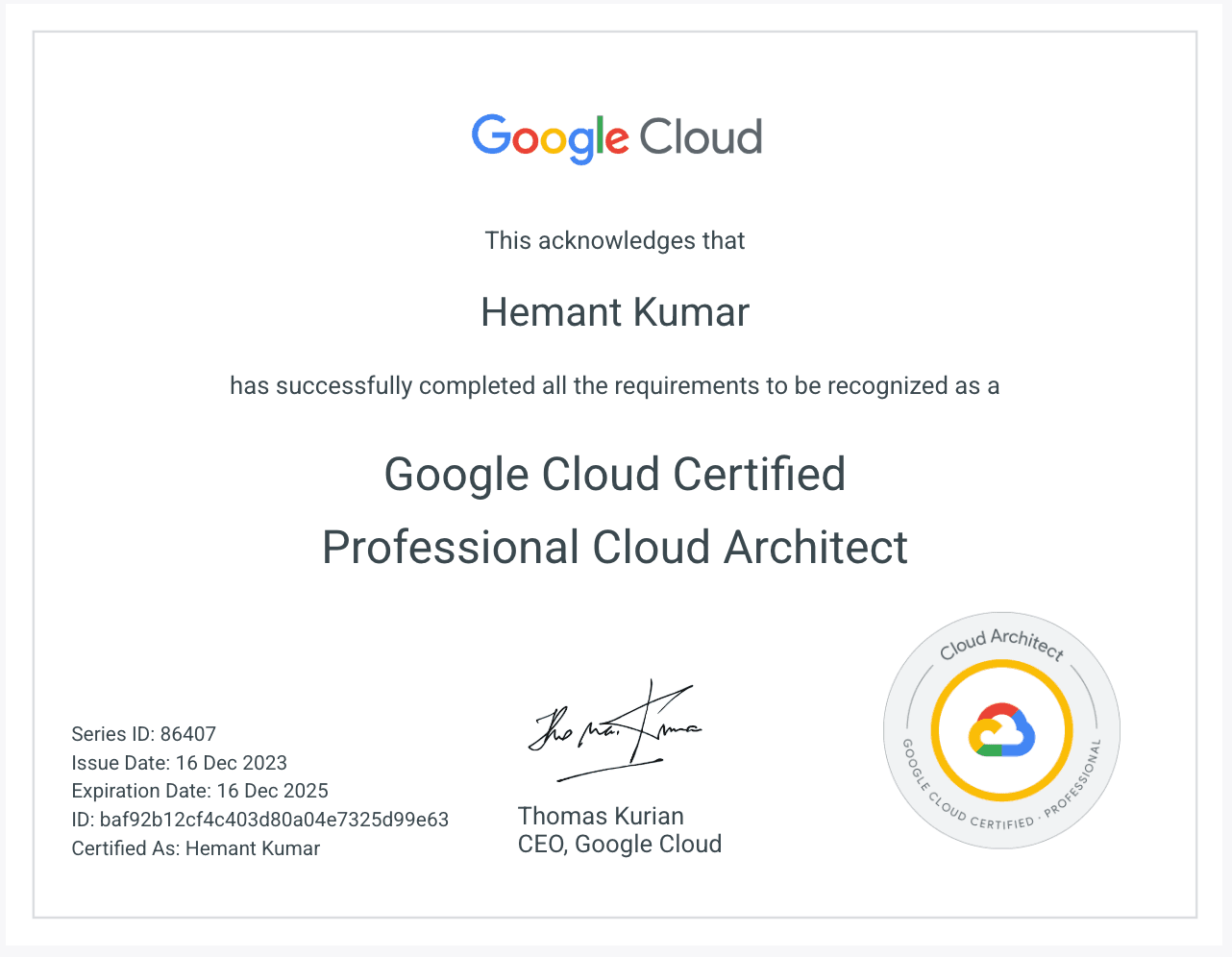 GCP Professional Cloud Architect