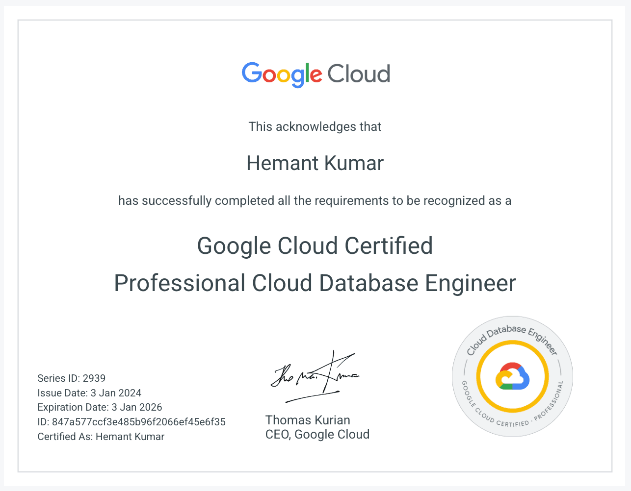 GCP Professional Database Engineer
