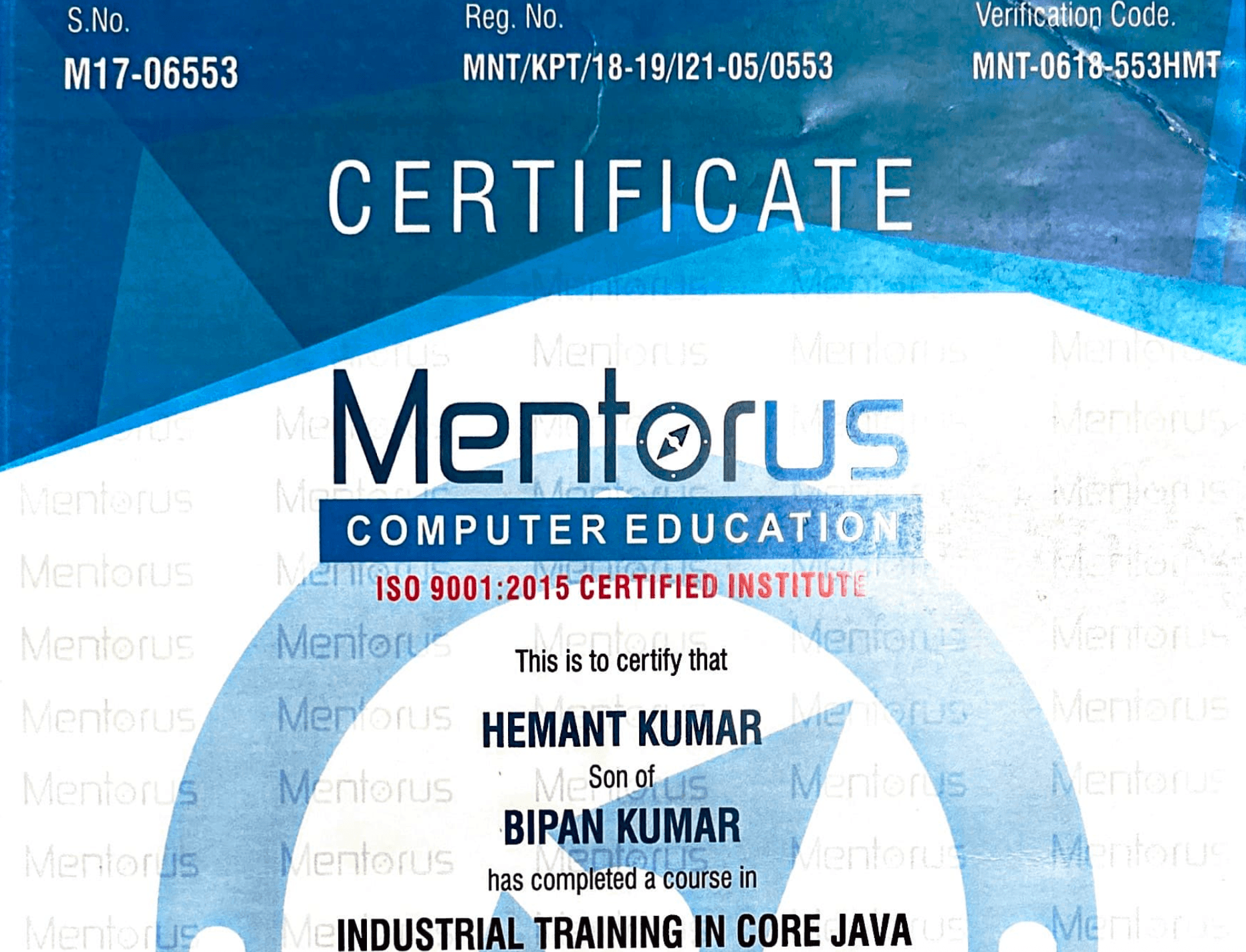 Industrial Training in Core Java
